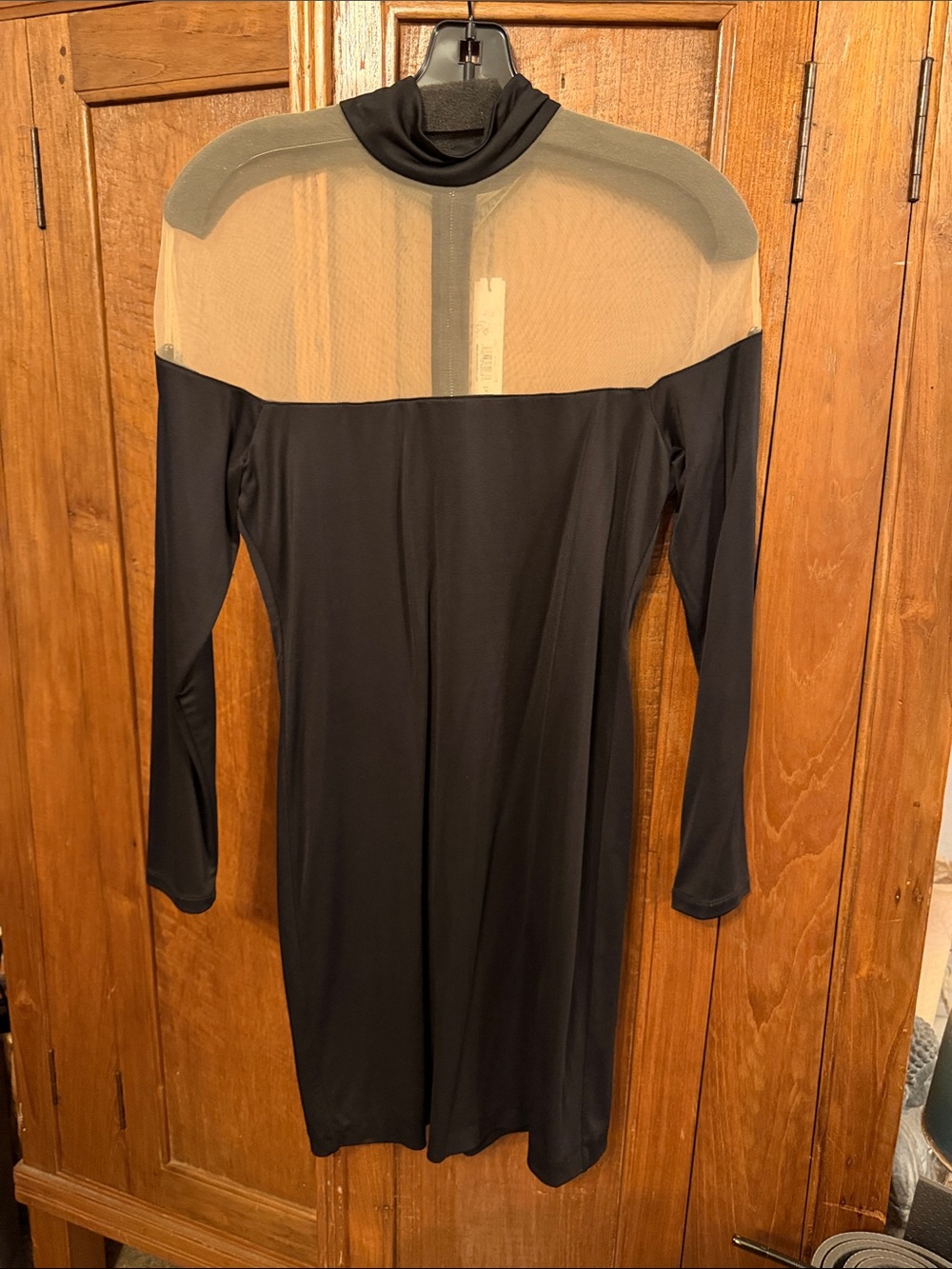 Alice + Olivia Black Dress with Nude Mesh Yoke